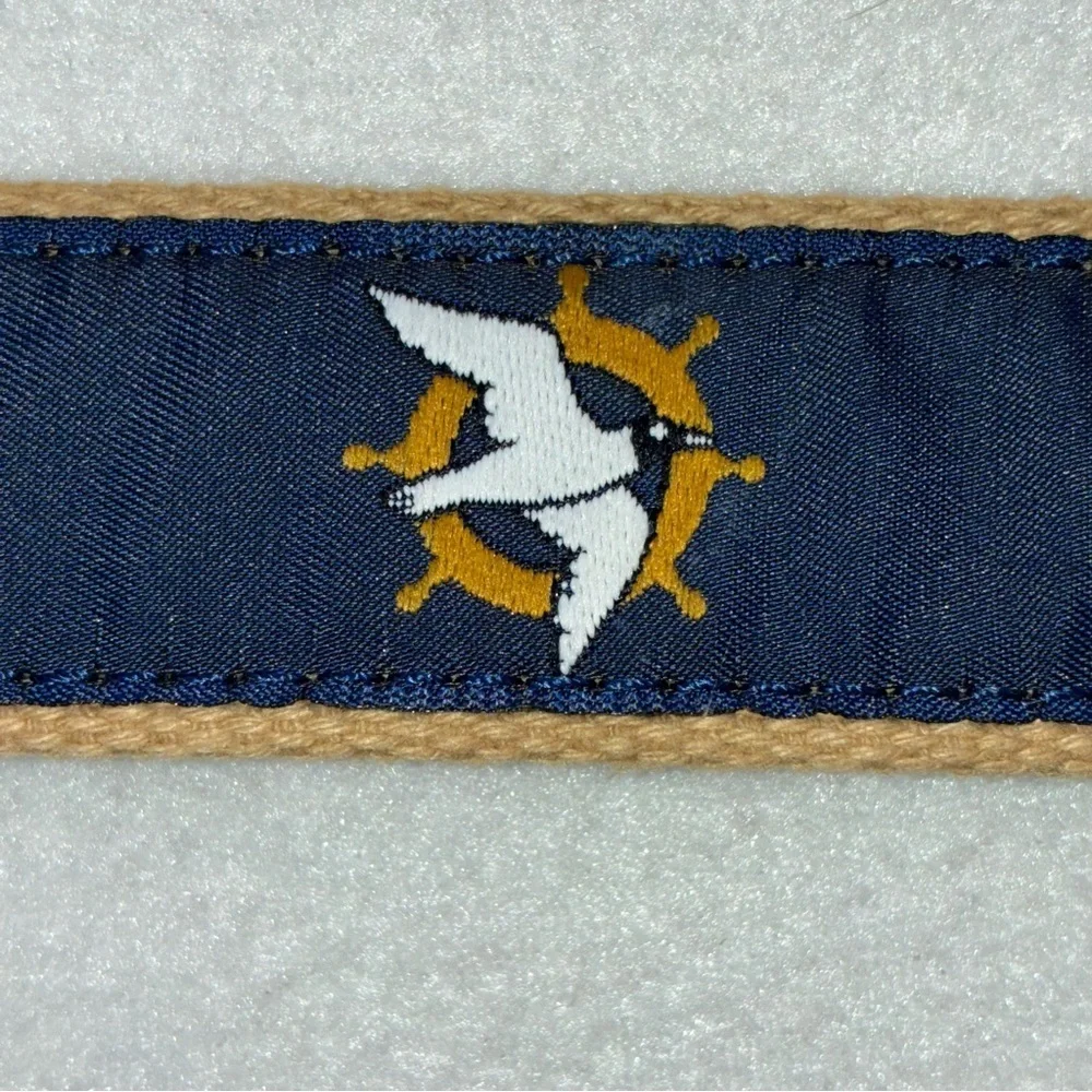 Leather Man Ltd Belt Swallow Ships Wheel Brass Leather Cotton Size 28 Preppy